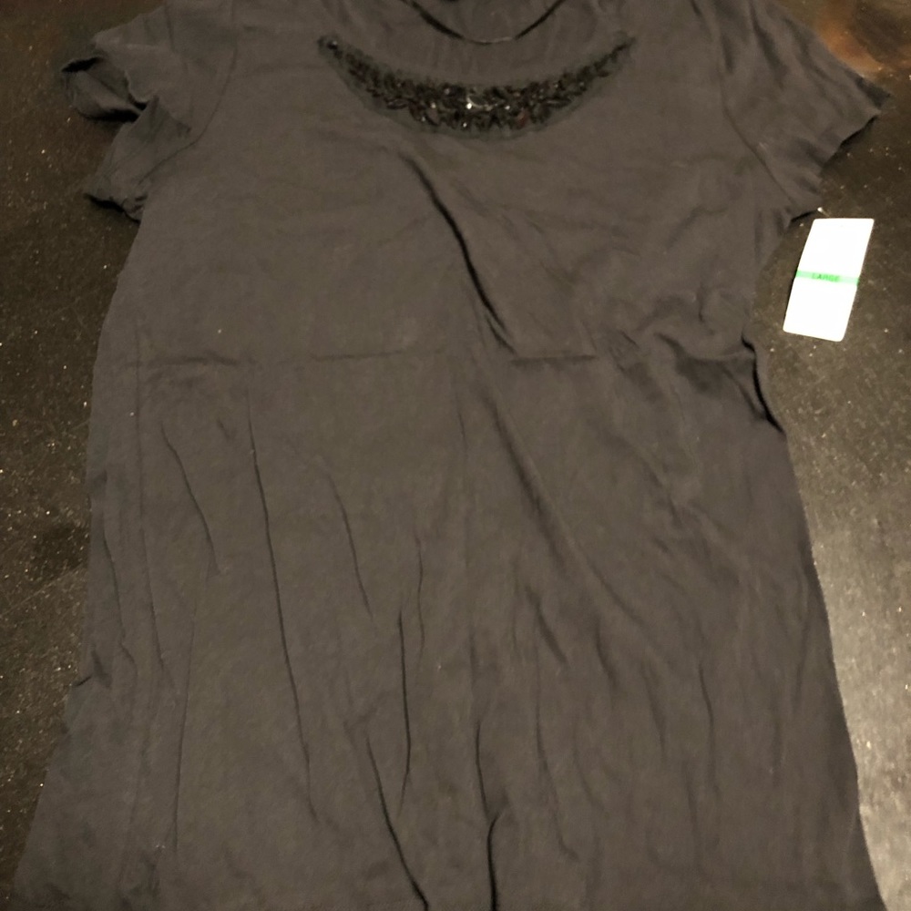 Women’s blouse black with beaded neck line